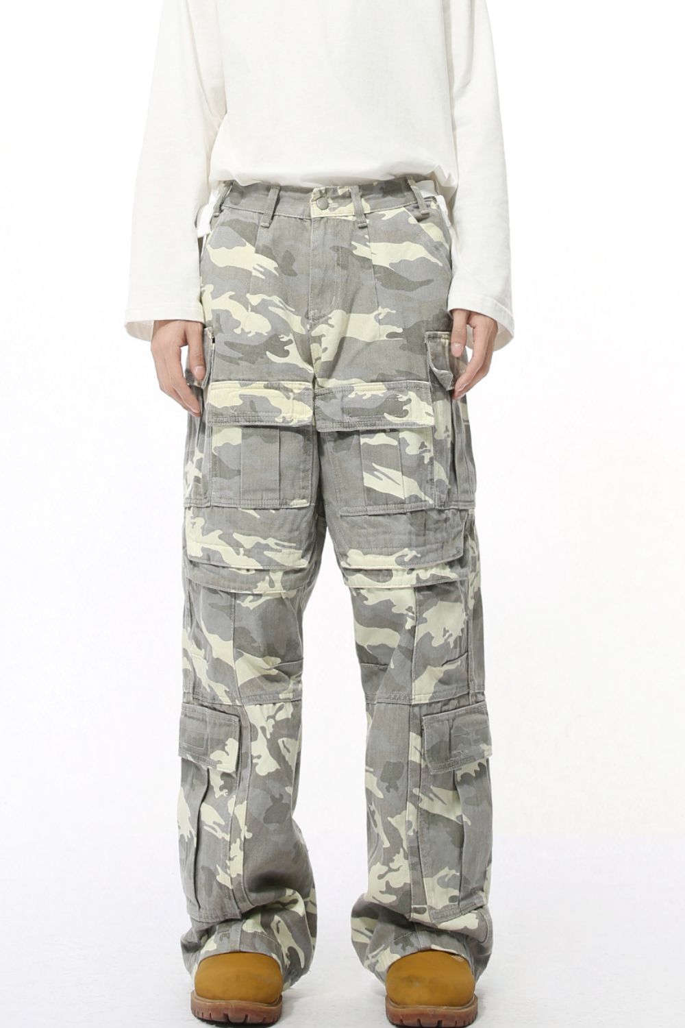 Camouflage Straight Cargo Jeans