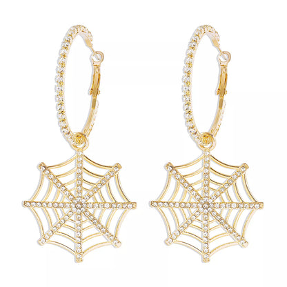 Halloween Spider Web Dangle Hoop Earrings