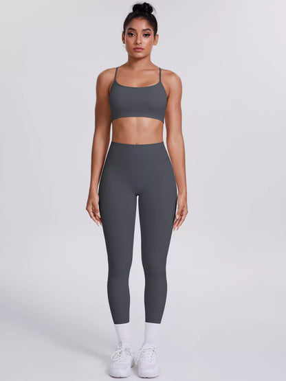 Criss-Cross Back Cami and Leggings Active Set