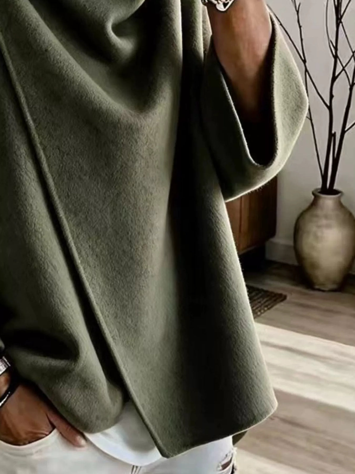 Plus size cowl neck cape, view 12