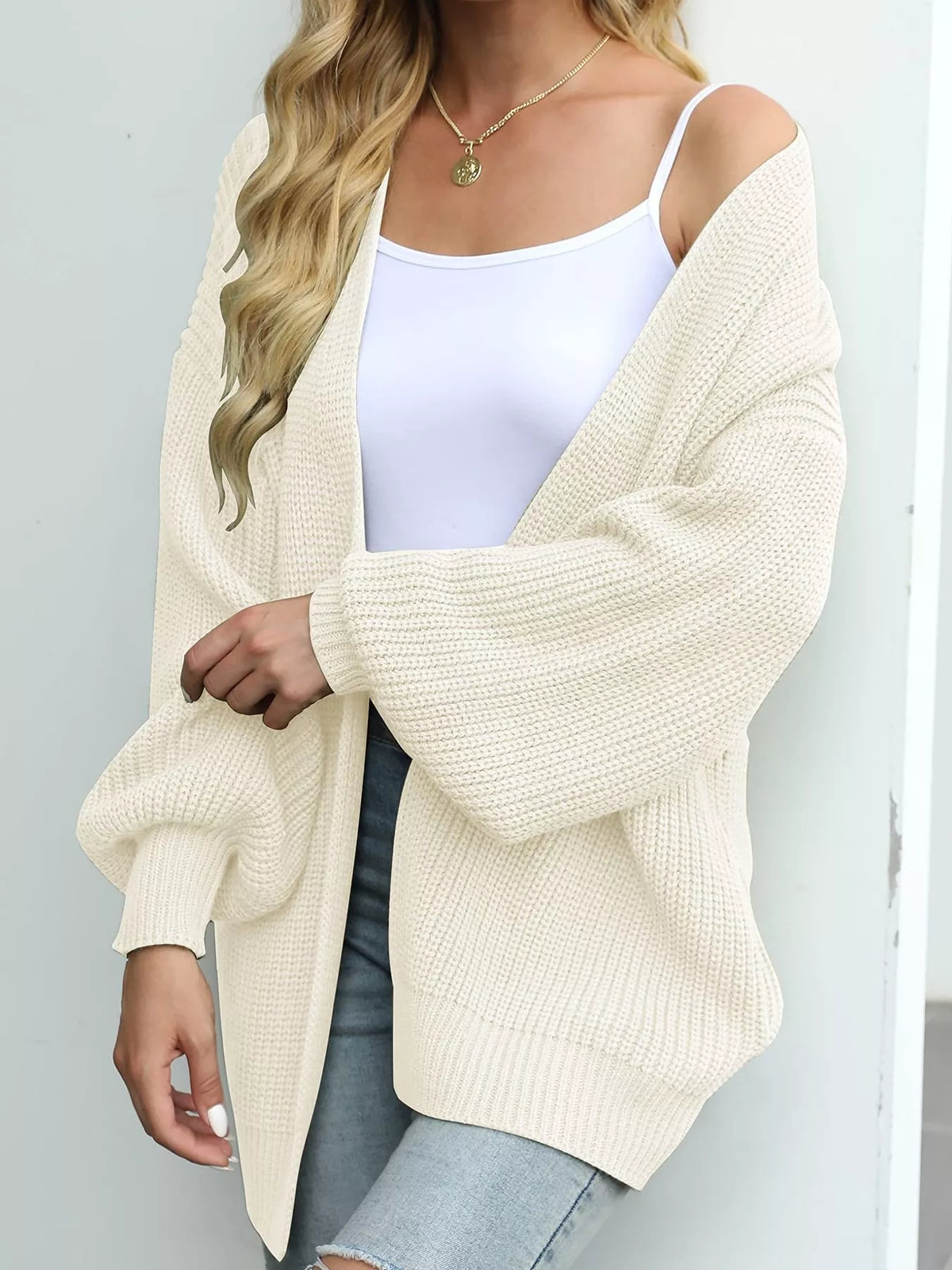 Open-Front Chunky Knit Cardigan