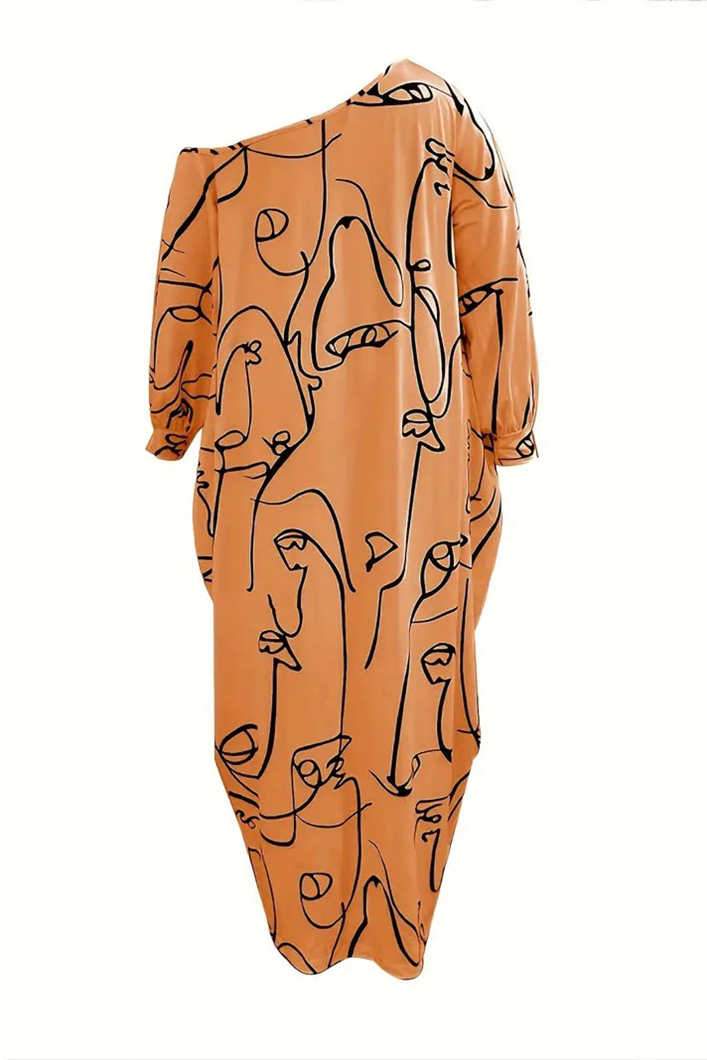 Printed Lantern Sleeve Maxi Dress