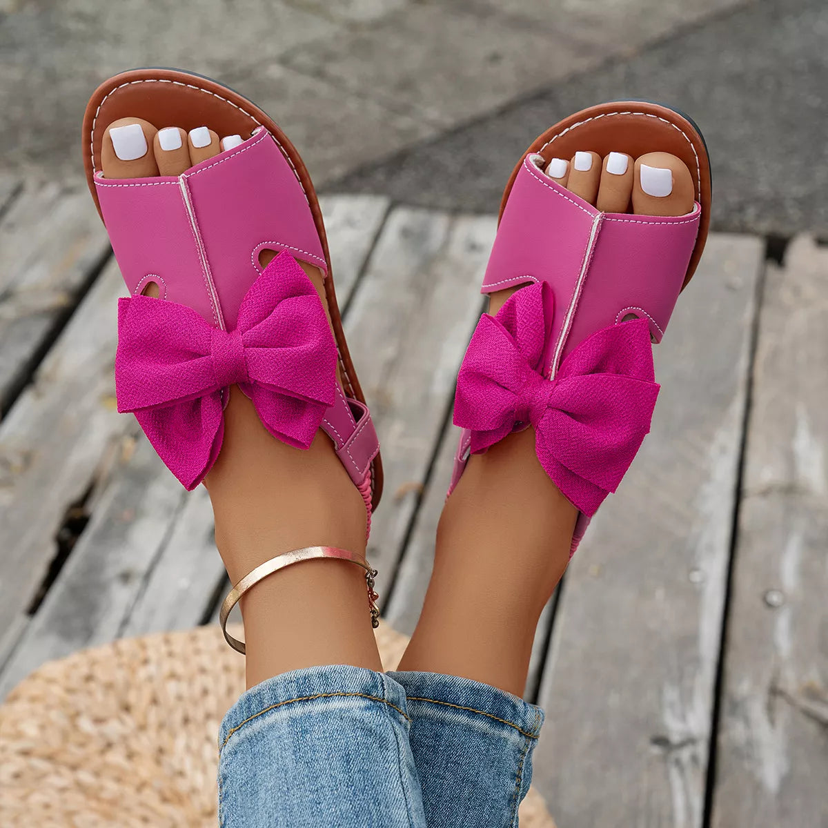 Open Toe Bow Sandals