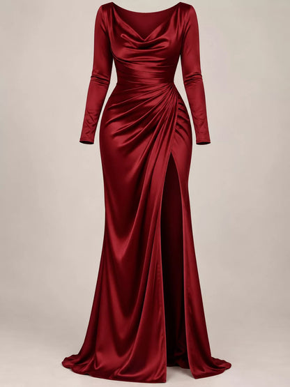 Cowl neck slit maxi dress, view 5