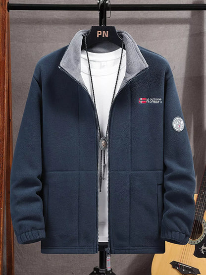 Men's Zip Up Fleece Jacket Plus Size