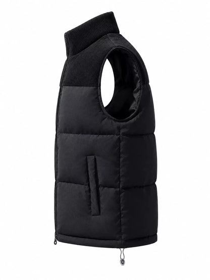Men's corduroy patchwork puffer vest, view 5