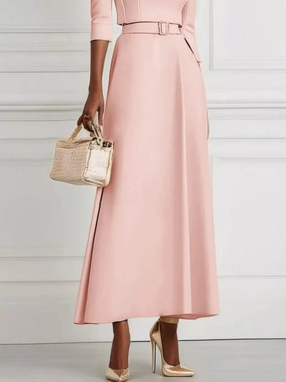 Elegant Off-Shoulder Belted Maxi Dress