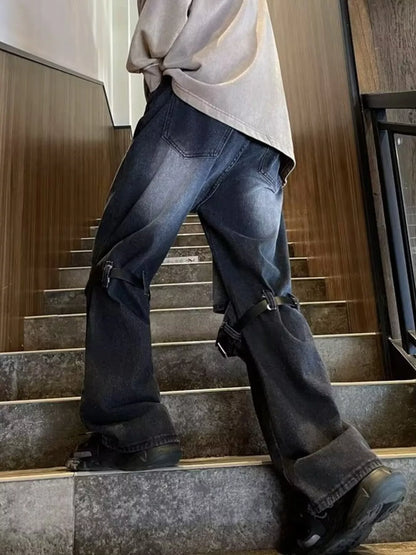 Men's Full Size Distressed Wide Leg Jeans