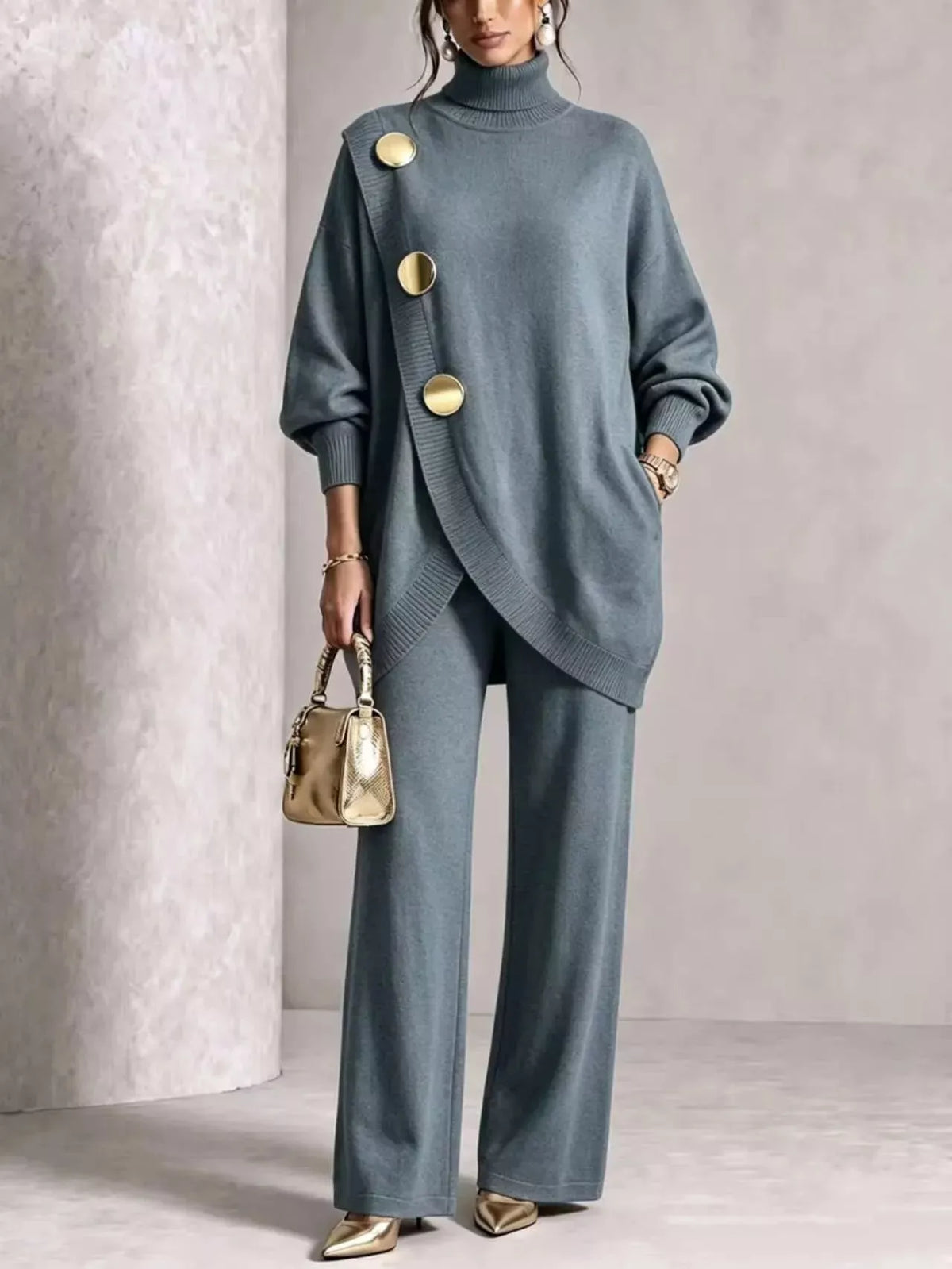Turtleneck sweater and pants set, view 10
