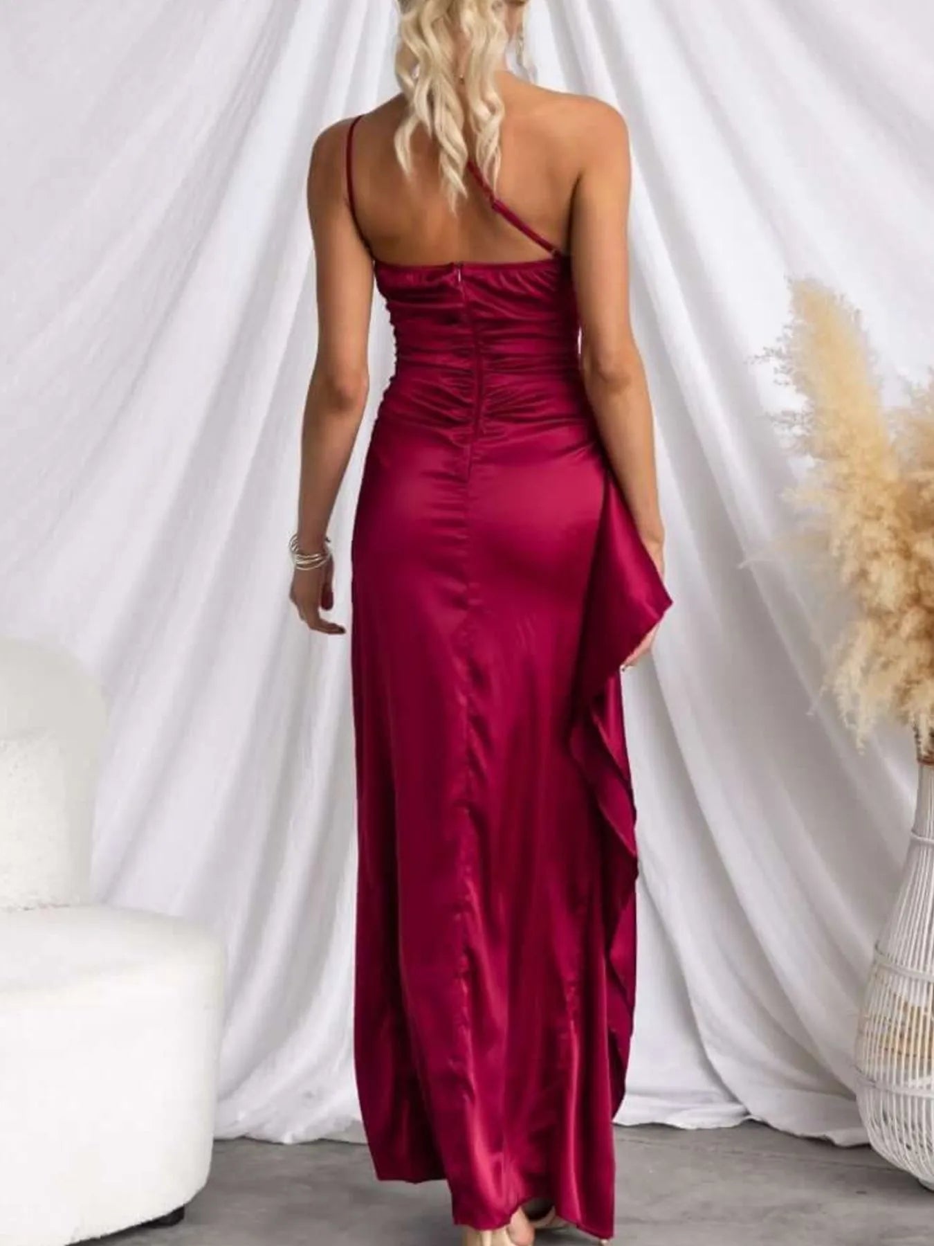 Split One Shoulder Bodycon Maxi Dress
