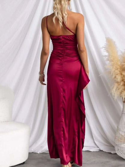 Split One Shoulder Bodycon Maxi Dress