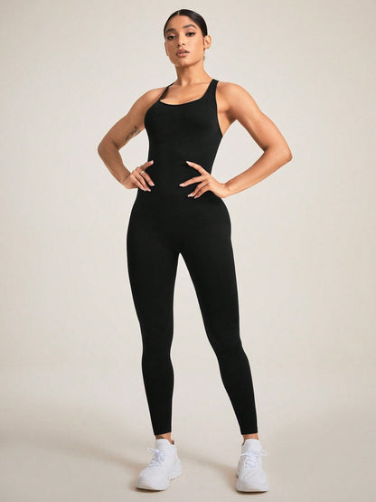 Back Sleeveless Active Jumpsuit