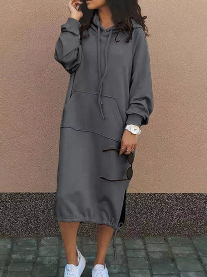 Hooded sweatshirt midi dress, view 17