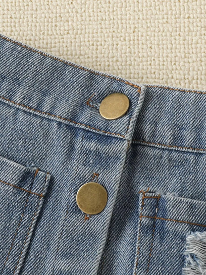 Children's Smocked Top and Distressed Denim Skirt Set