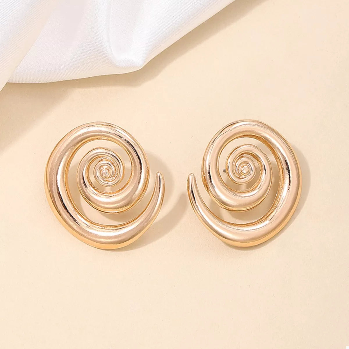 18K Gold-Plated Spiral Statement Earrings