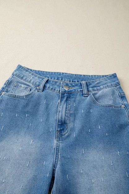 Distressed Detail Tummy Control Raw Hem Jeans