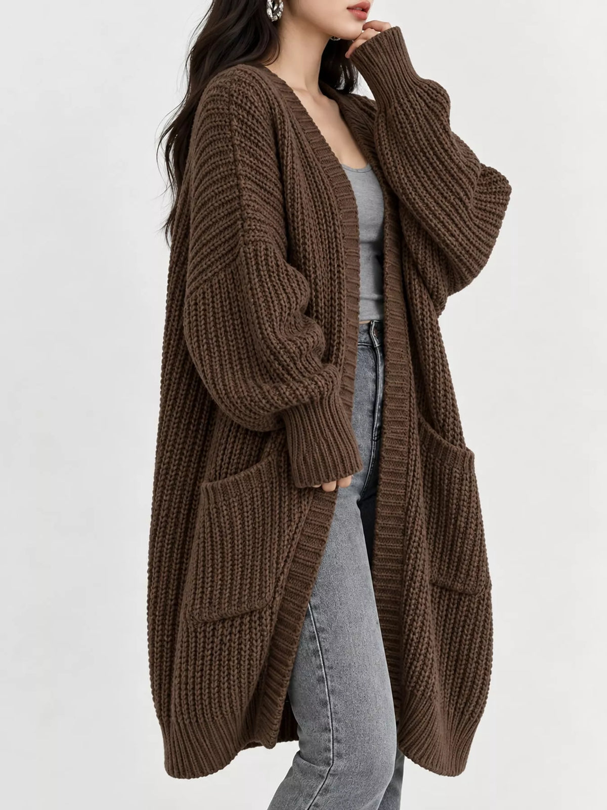 Chunky knit openwork cardigan, view 25