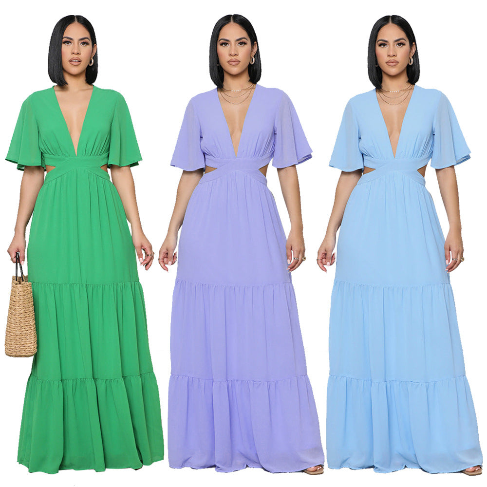 Chiffon low cut waist dress