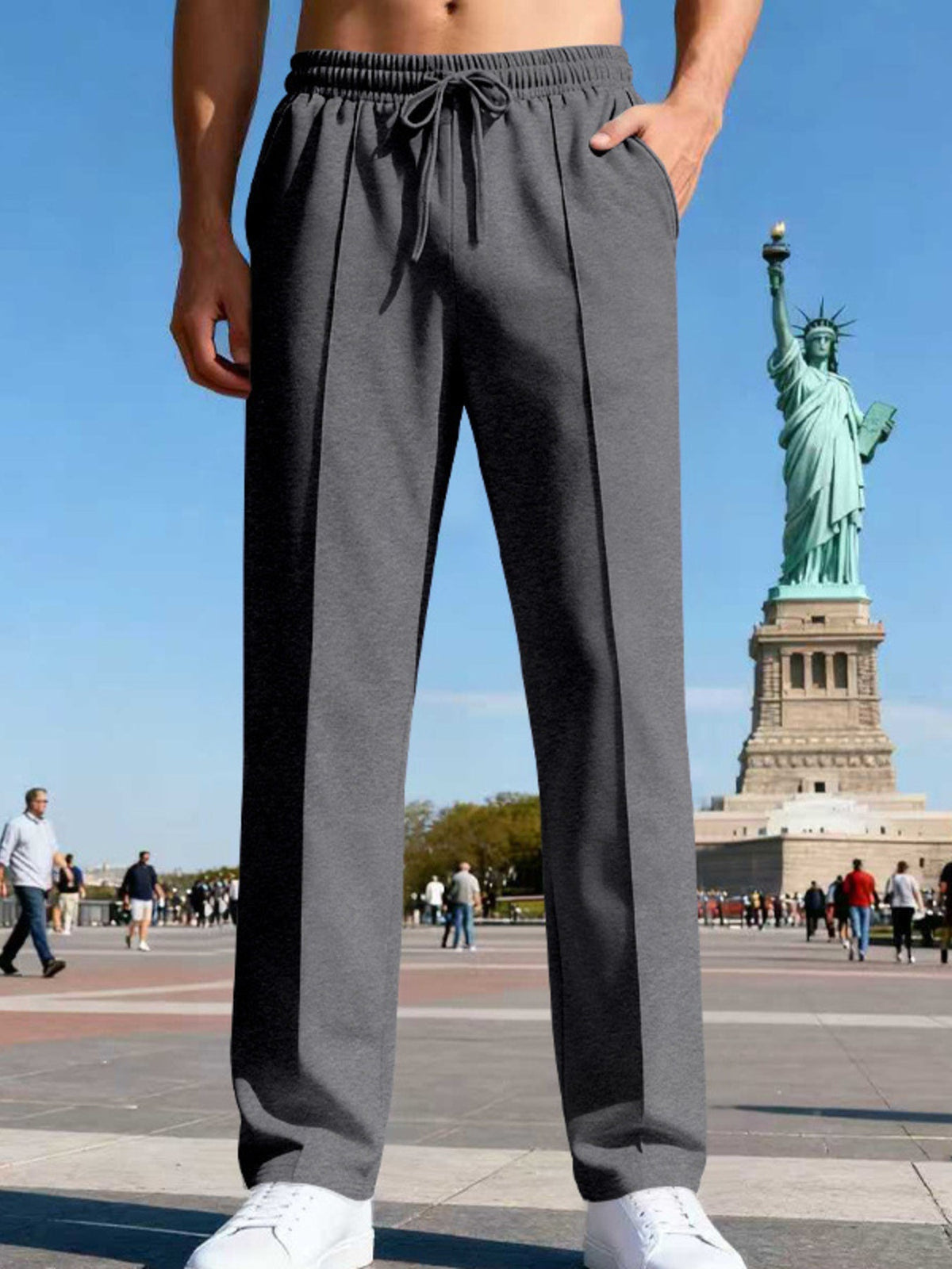 Men's Plus Size Drawstring Straight Leg Pants
