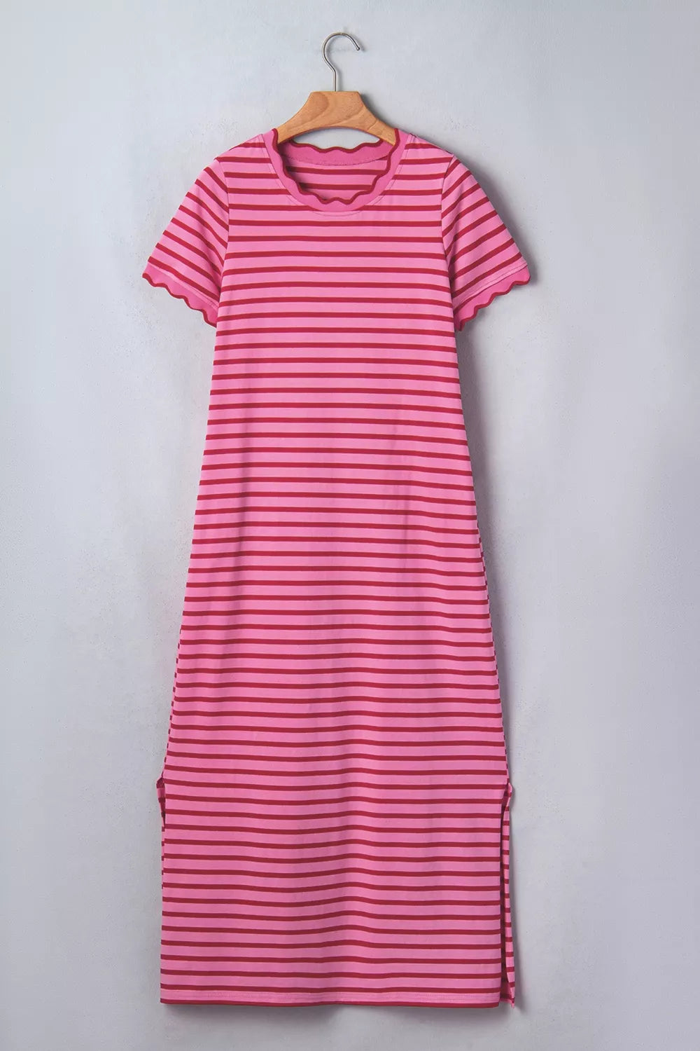 Short Sleeve Side Slit Maxi Tee Dress