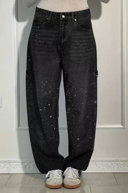 Full Size Rhinestone Wide leg Jeans