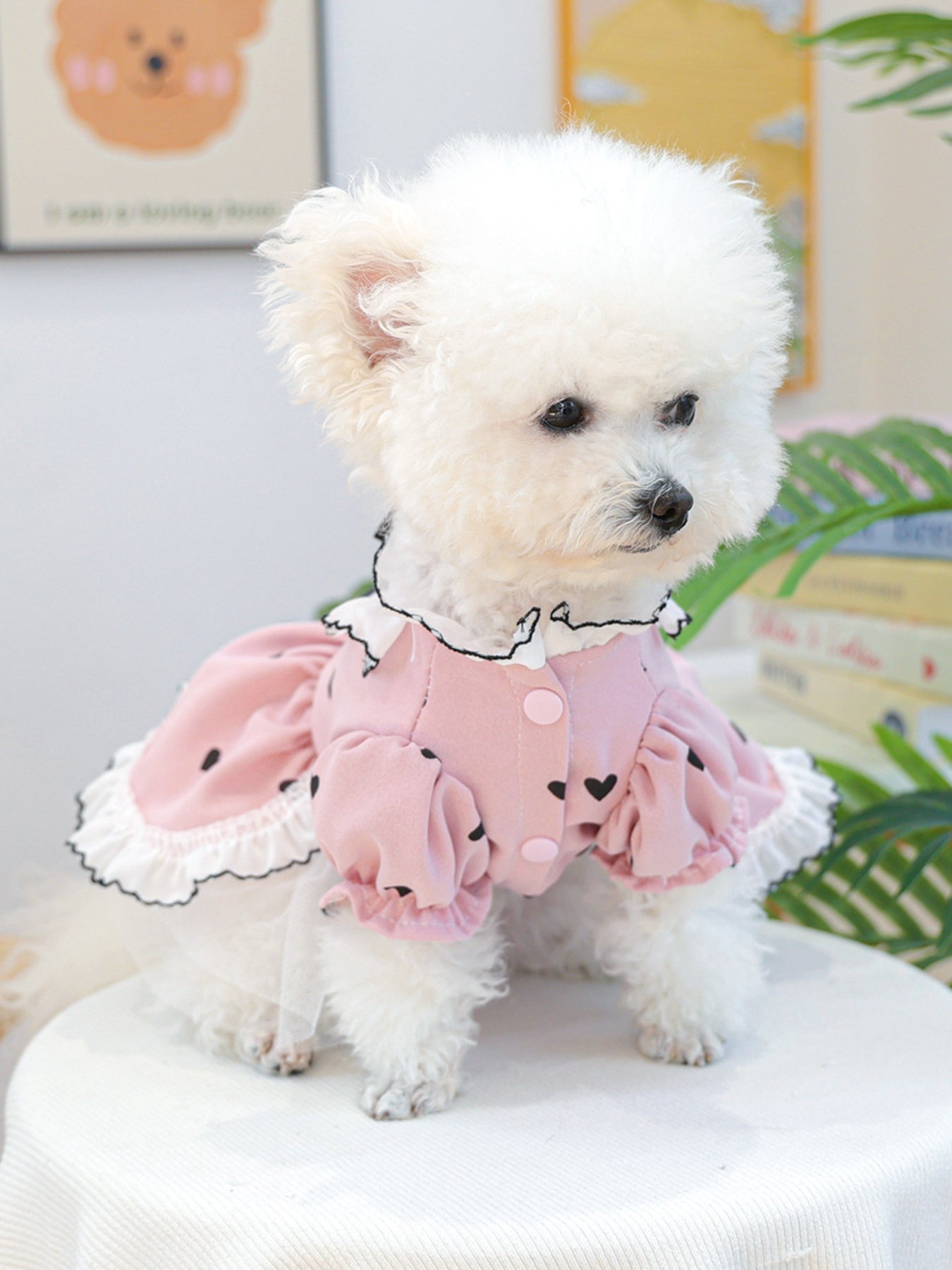 Heart-Patterned Bowknot Pet Dress