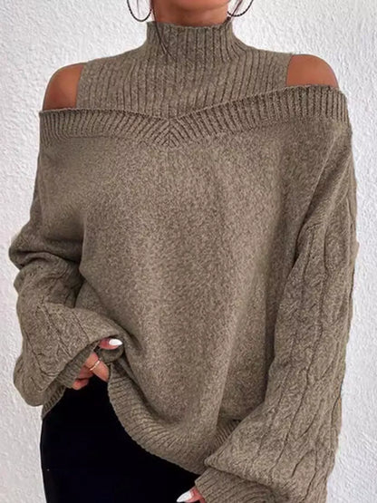 Cold Shoulder Turtleneck Sweater
