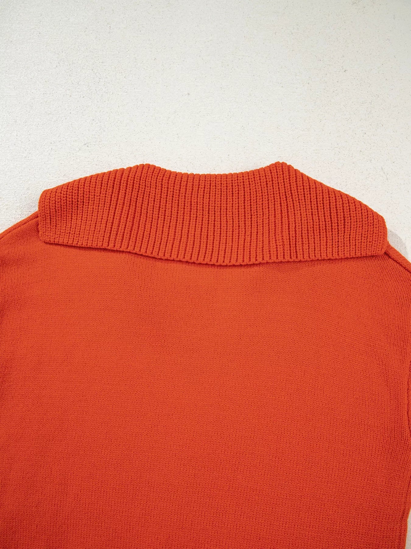Collared V Neck Ribbed Edge Sweater