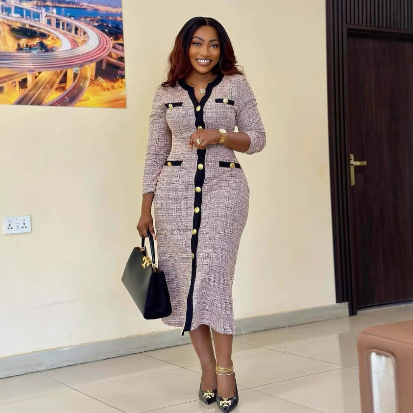 Knitted small fragrant style slim fit dress