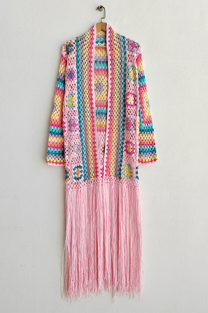 Fringe Crochet Long Sleeve Cardigan