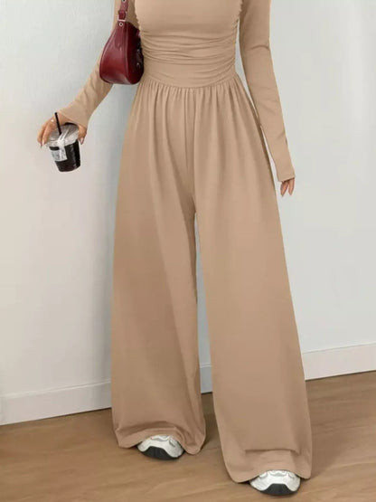 Scoop Neck Wide Leg Jumpsuit