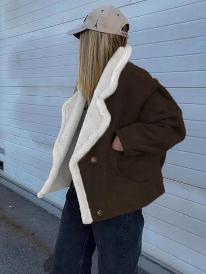 Plush Lined Dropped Shoulder Outerwear