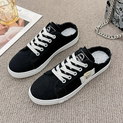 Frayed Hem Lace Up Canvas