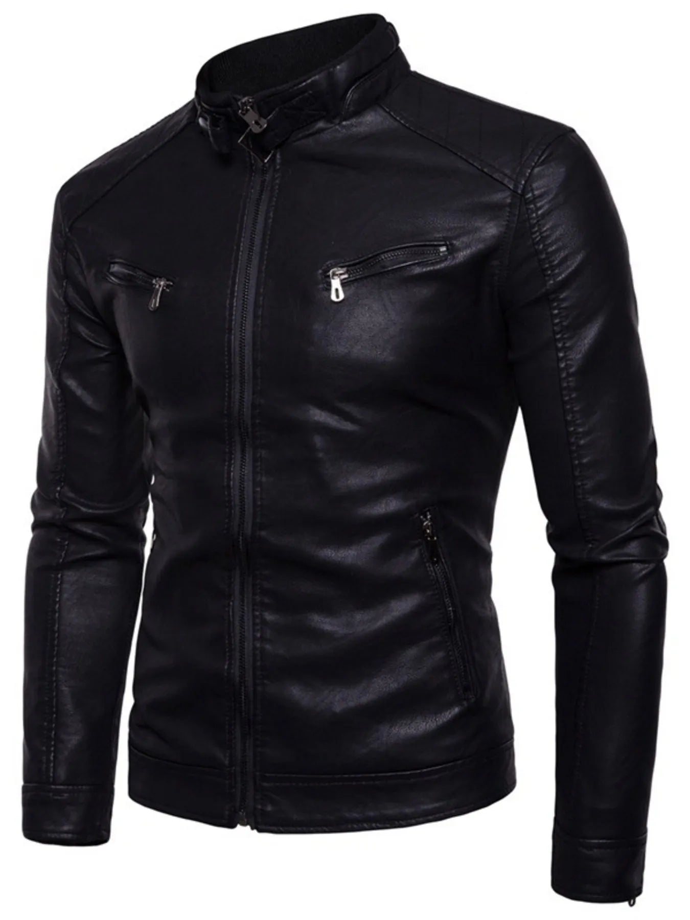 Men's Plus Size Motorcycle Leather Jacket