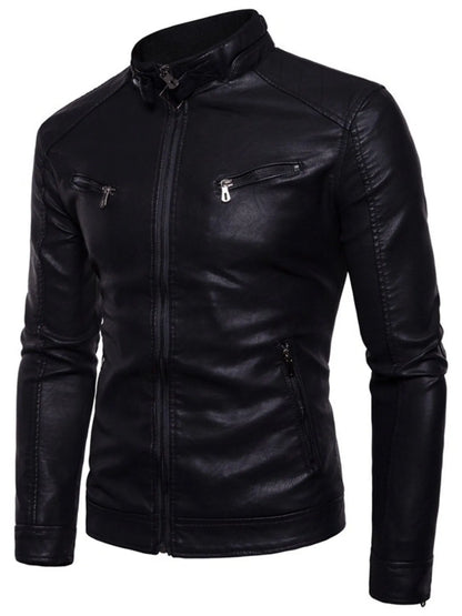 Men's Plus Size Motorcycle Leather Jacket