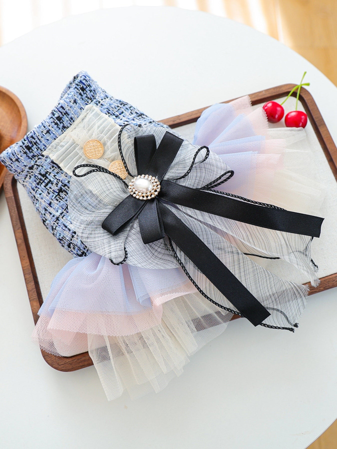 Tweed Pet Dress with Ruffle