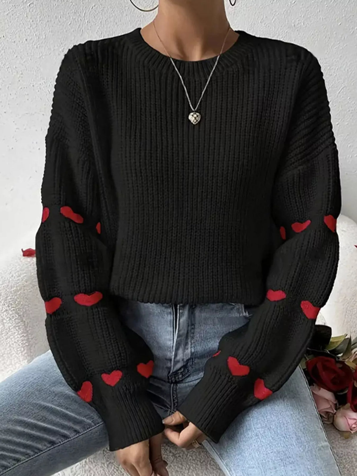 Plus size heart sweater, view 6