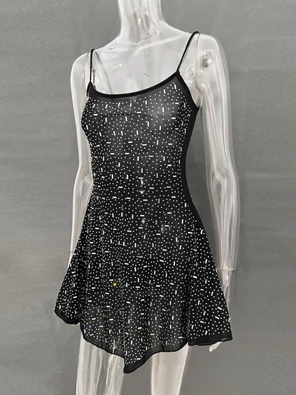 Rhinestone Decor Mini Cami Dress