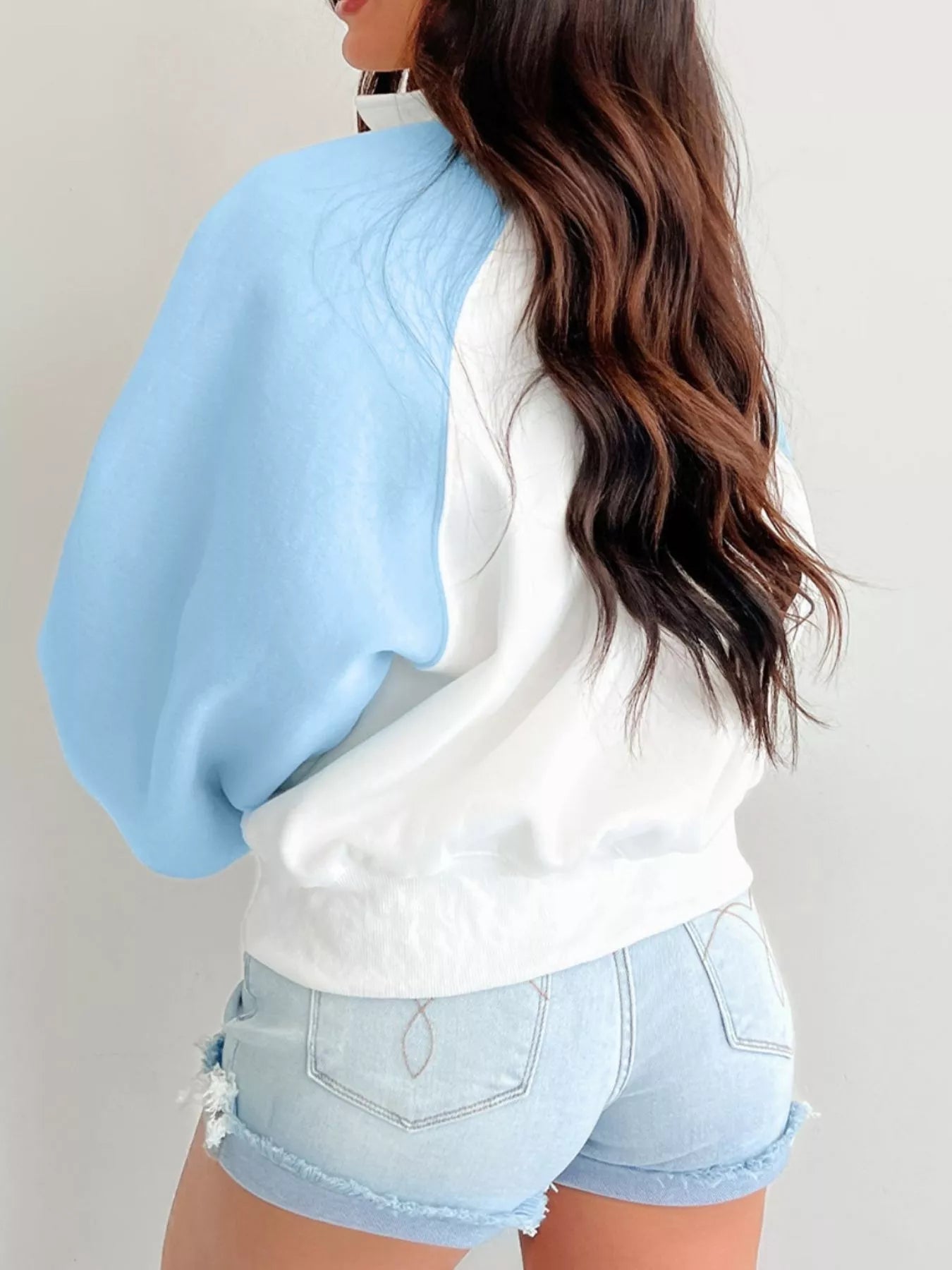 Color Block Snap Buttons Sweatshirt