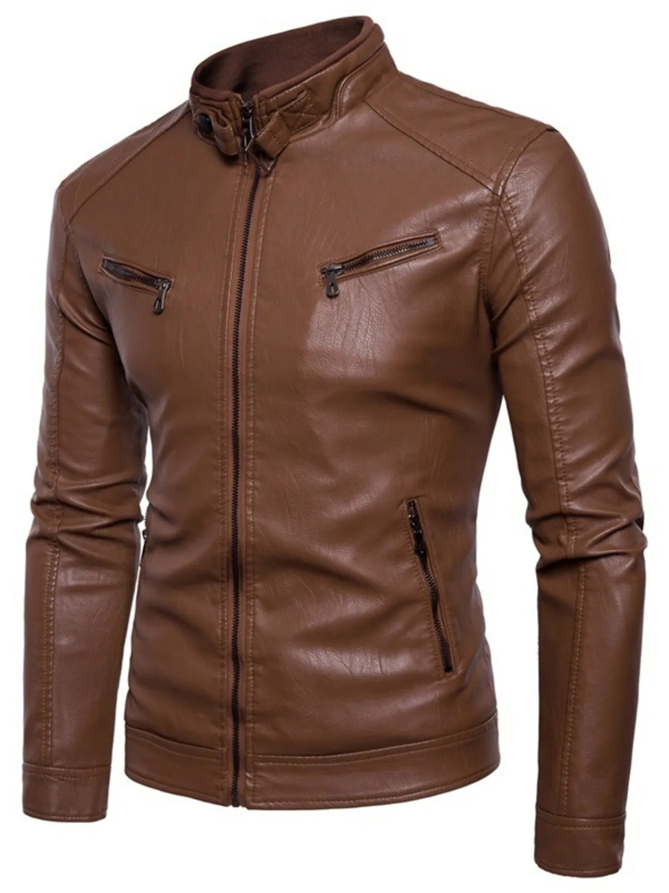 Men's Plus Size Motorcycle Leather Jacket