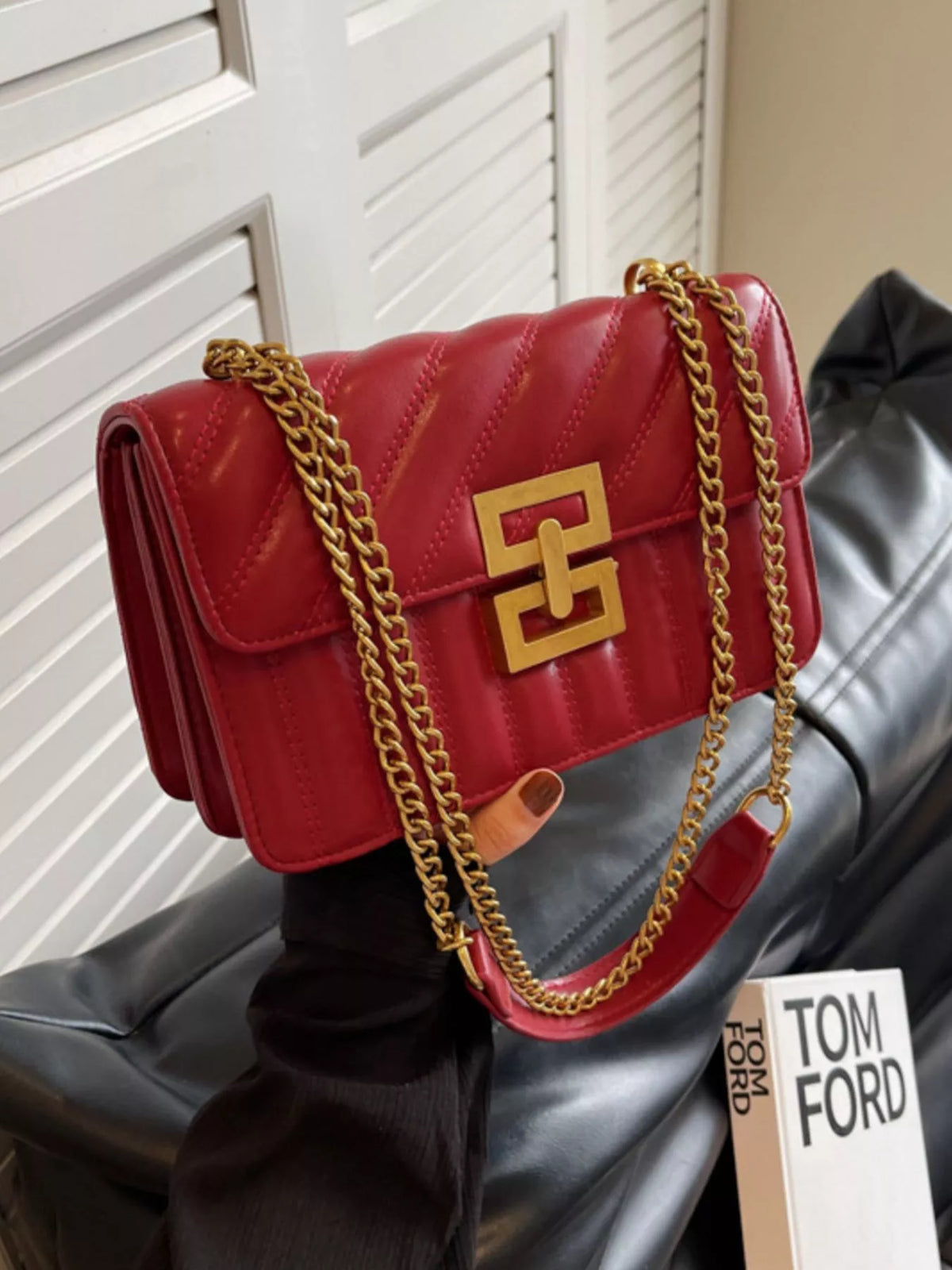 Quilted flap crossbody bag, view 8