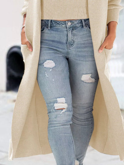 Full Size Ribbed Knit Tank and Cardigan Sweater Set Plus Size