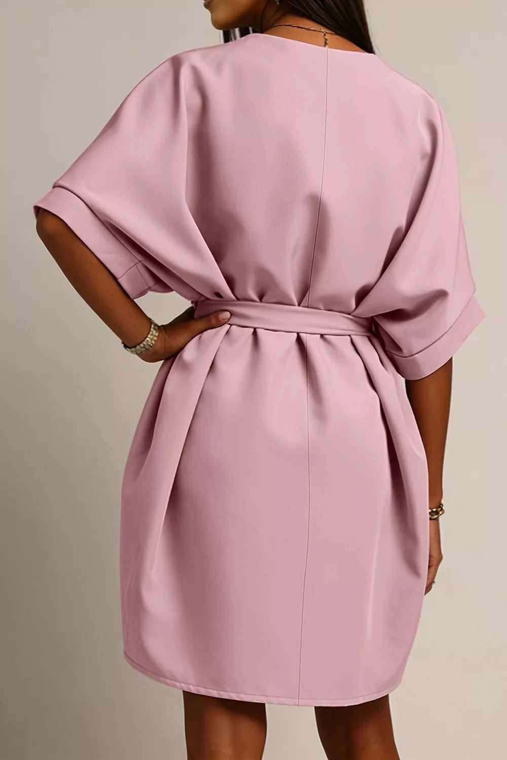 Tie Waist Batwing Sleeve Dress