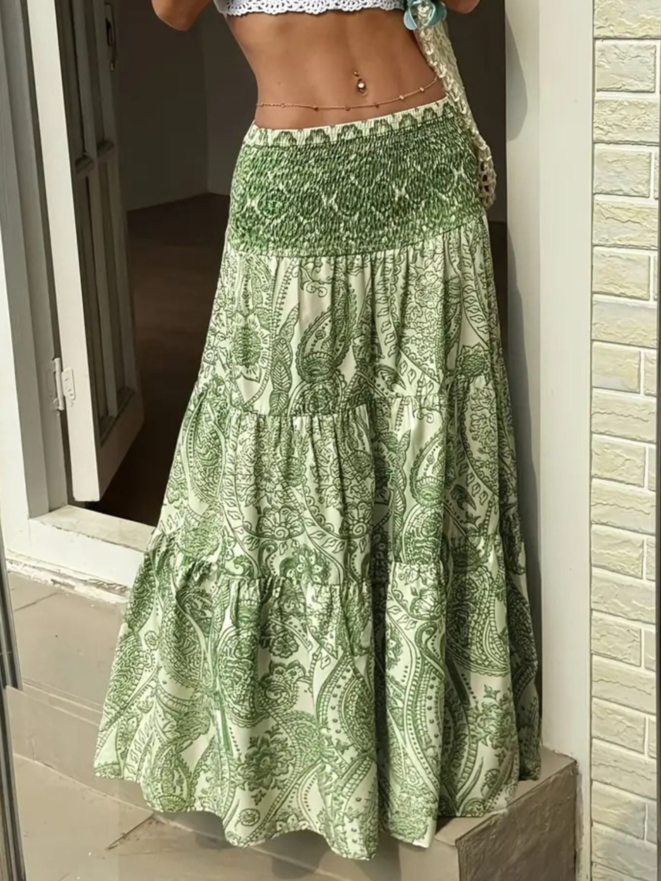 Paisley Print Maxi Skirt