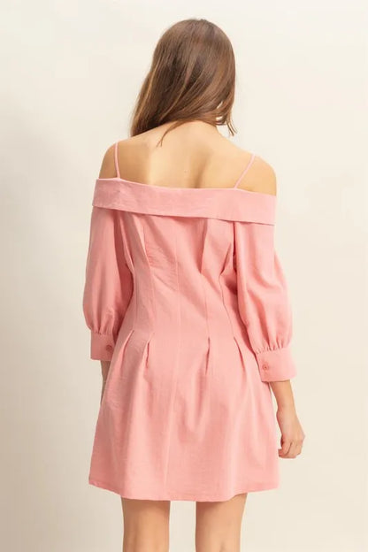 Button Down Spaghetti Mini Dress - MONLANE