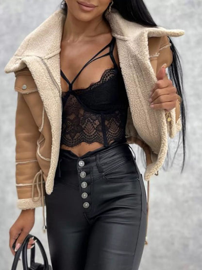 Sherpa Trim Cropped Jacket