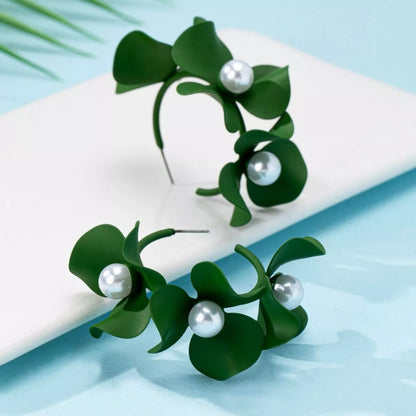 Floral Pearl Hoop Earrings