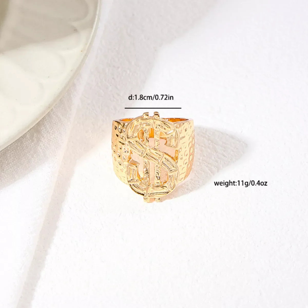 18K Gold-Plated Dollar Sign Ring