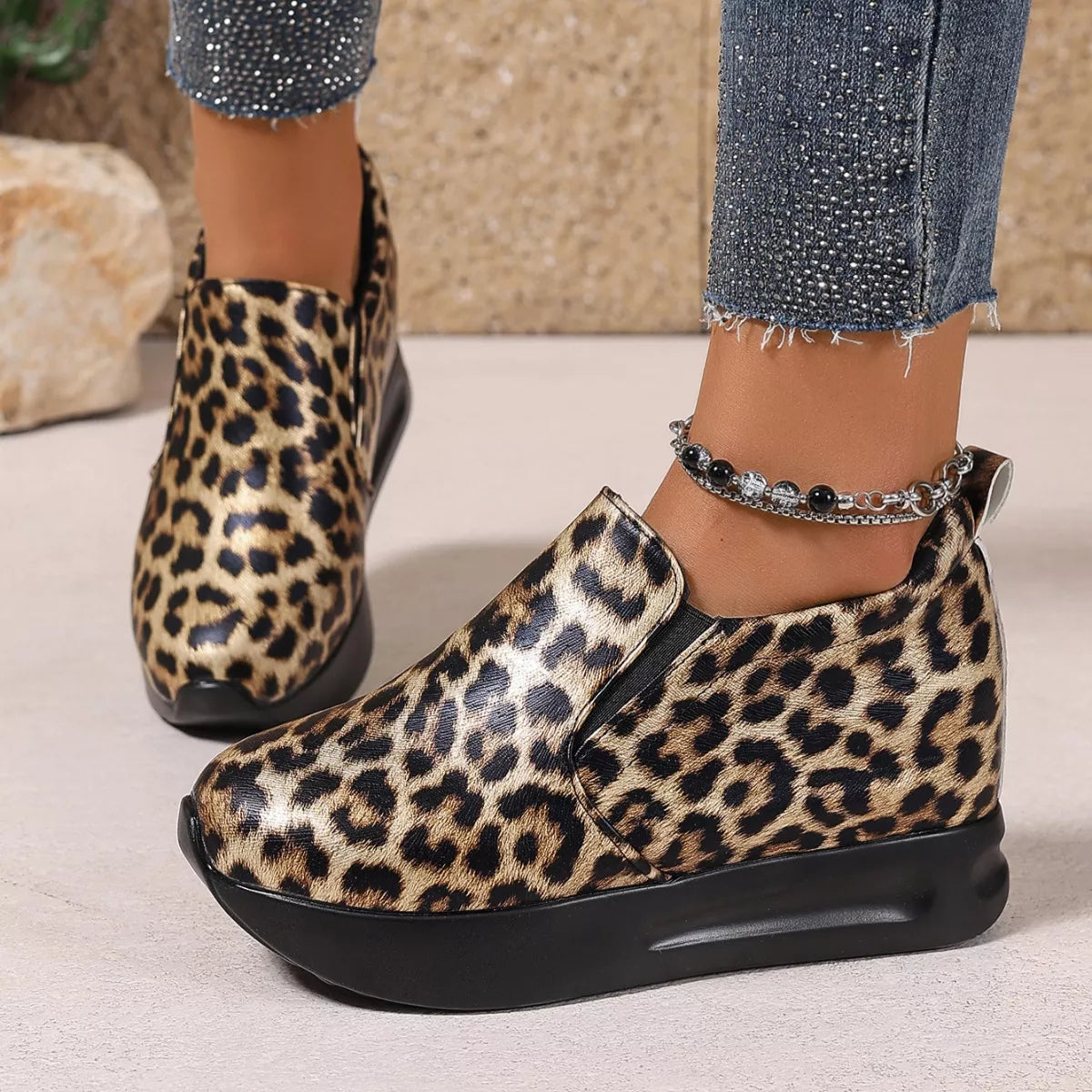 Leopard Platform Slip-Ons