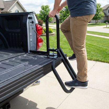 Foldable Pickup Truck Tailgate One-Step Ladder - Universal Fit.